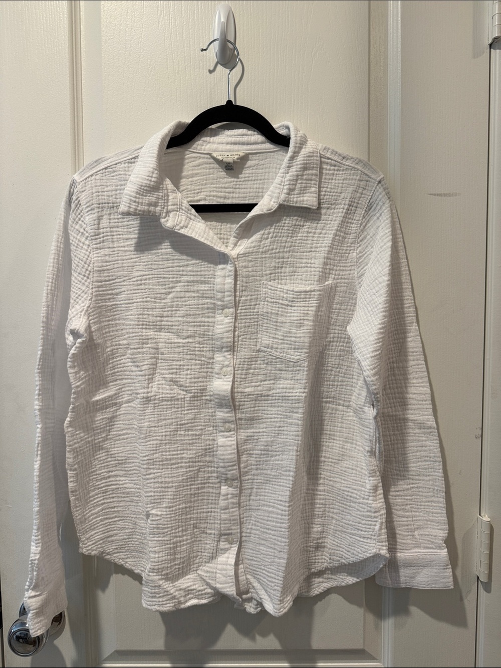 Lucky Brand White Textured Long-Sleeve Button-Down Shirt